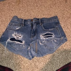 High rise denim shorts